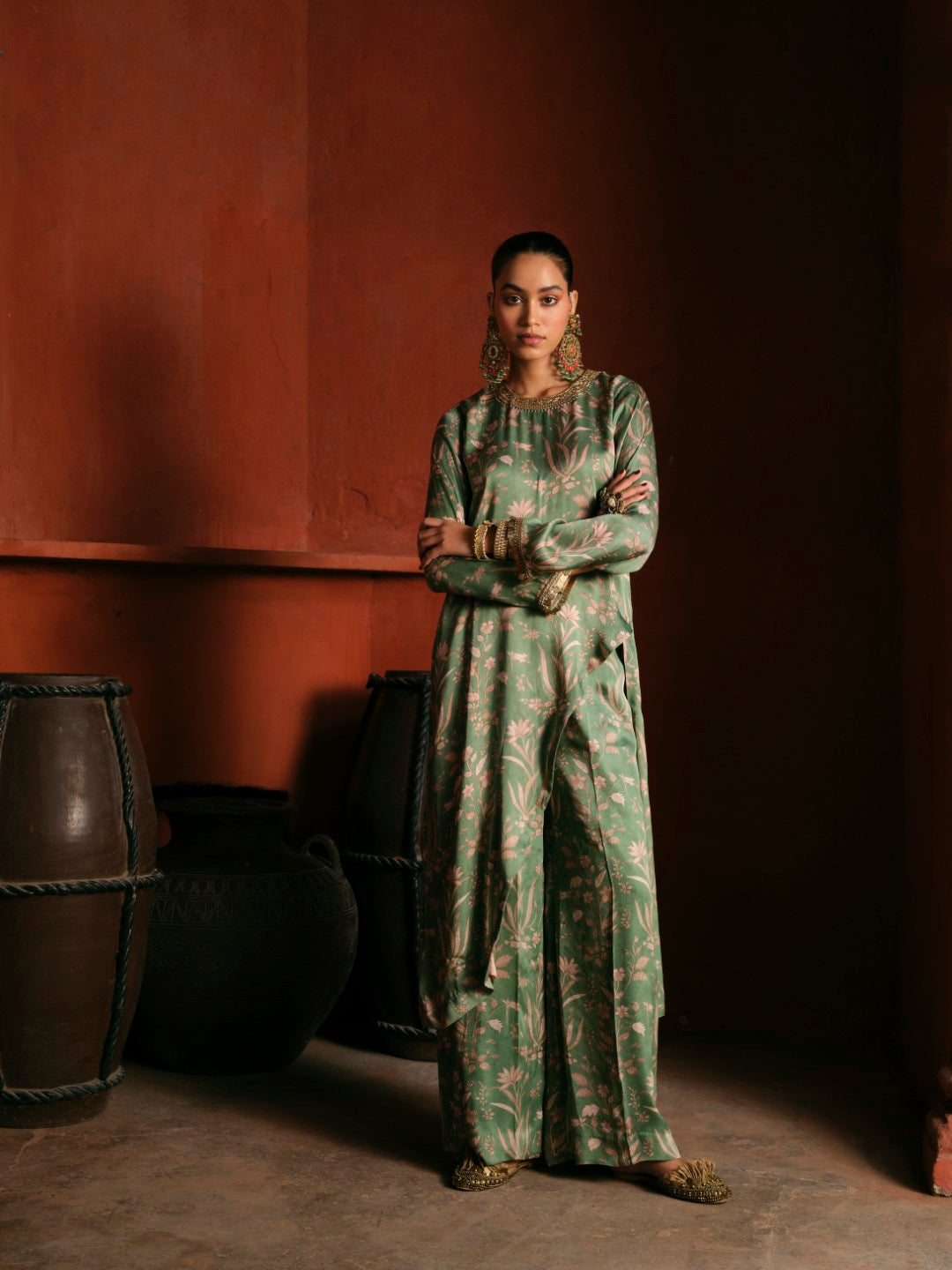 GREEN ASYMETRICAL CO-ORD SET