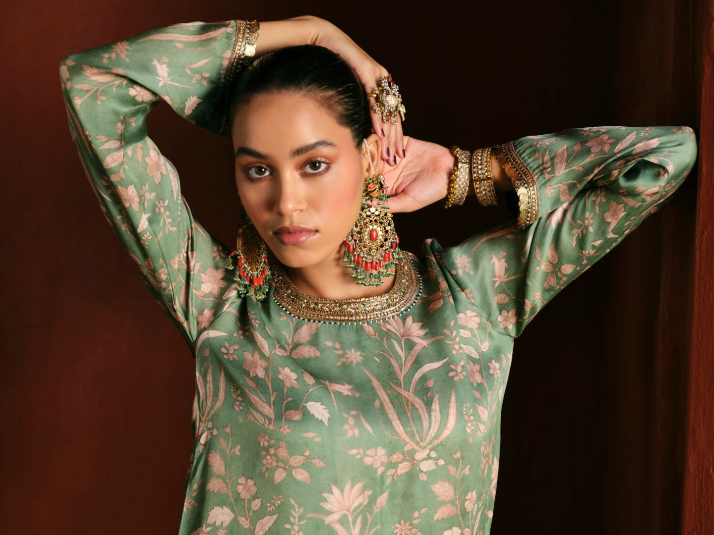 GREEN ASYMETRICAL CO-ORD SET