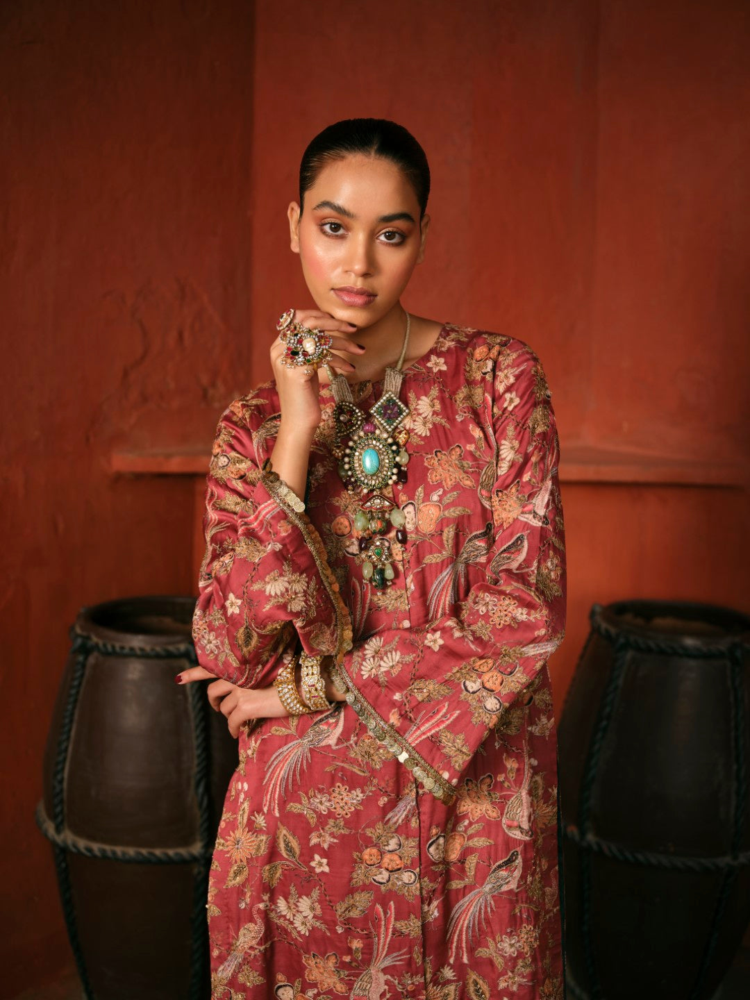 RED MORNI ORGANZA DUPATTA SET